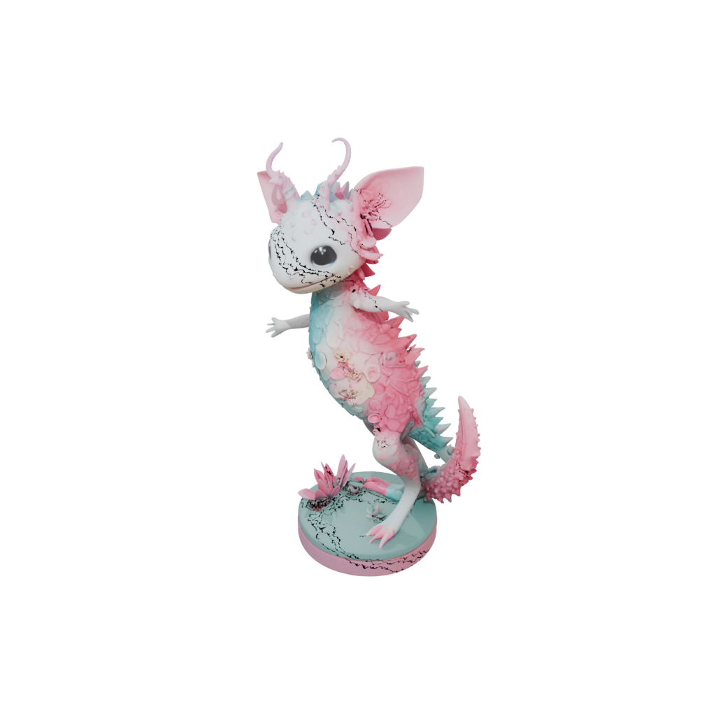 Pastel Floral Flexi Axolotl