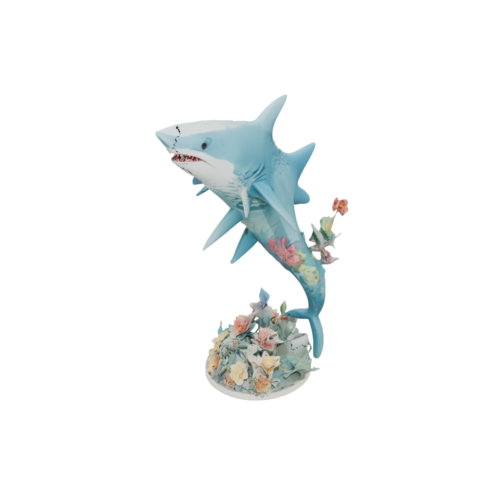 Pastel Floral Flexi Great White Shark