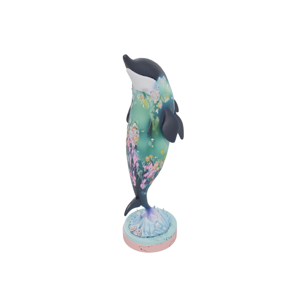 Pastel Floral Flexi Orca Whale