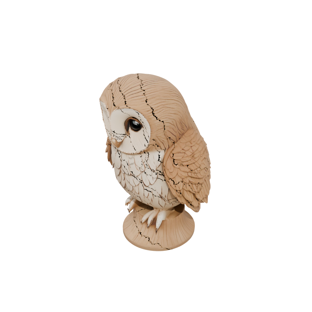 Woodgrain Chibi Flexi Barn Owl