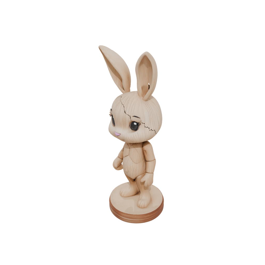 Woodgrain Chibi Flexi Bunny Rabbit