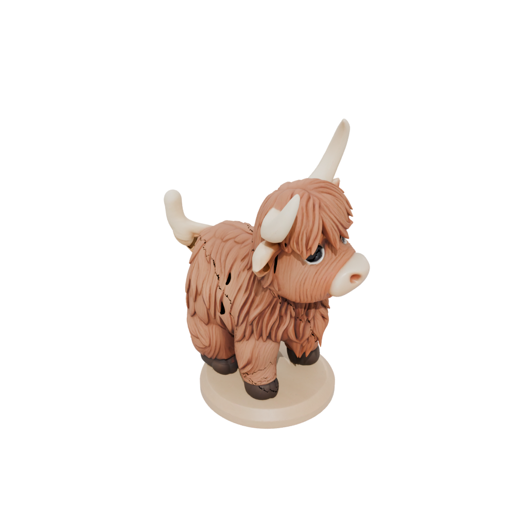 Woodgrain Chibi Flexi Highland Cow