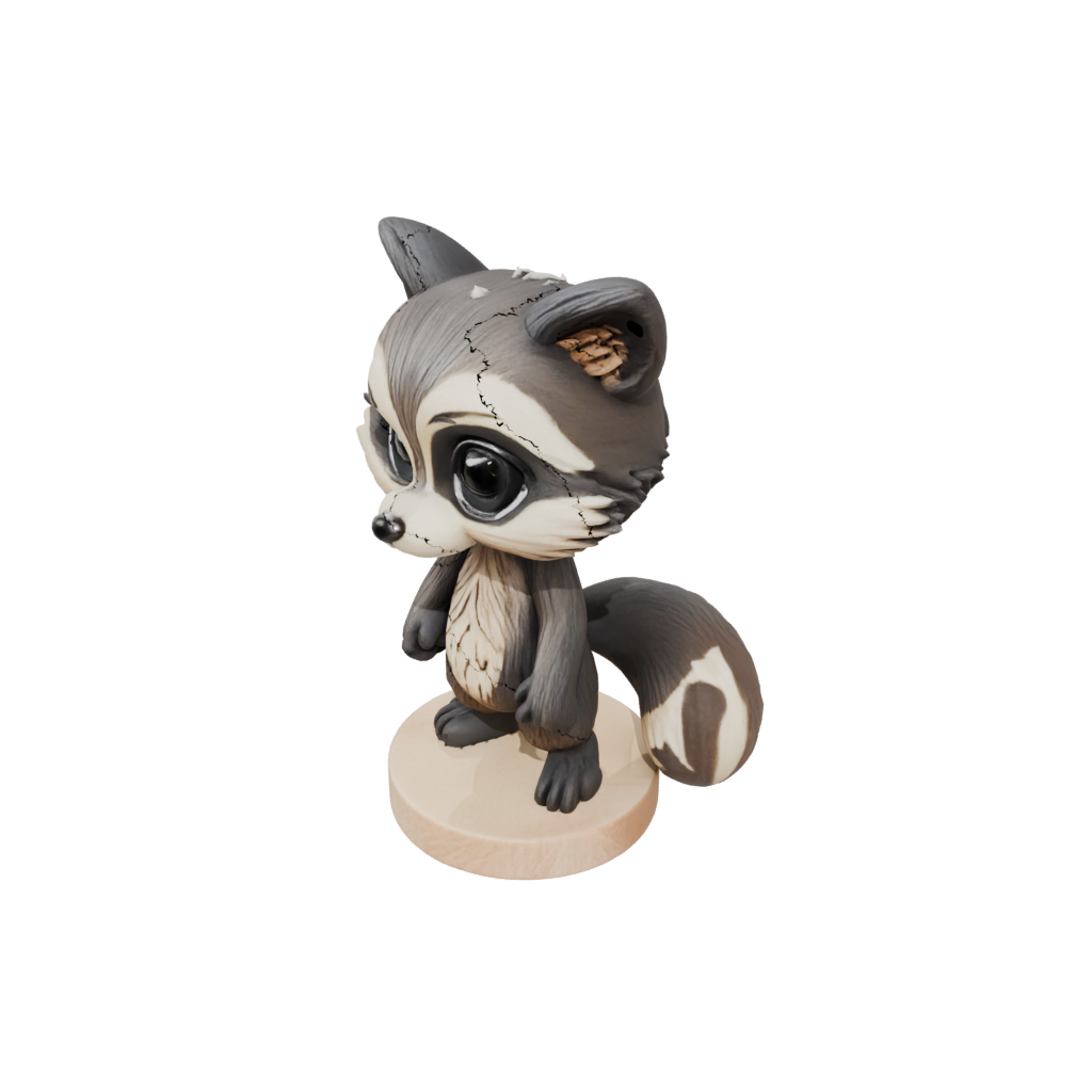 Woodgrain Chibi Flexi Raccoon