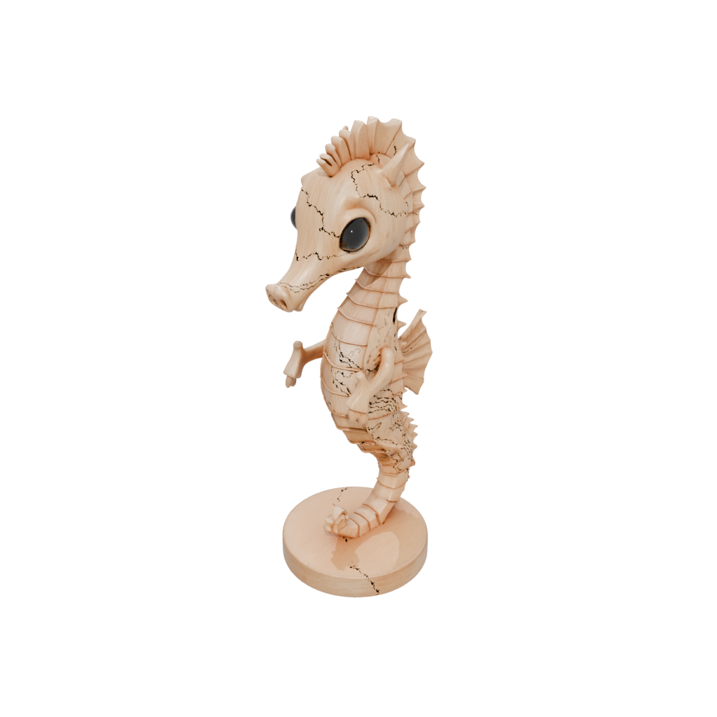 Woodgrain Chibi Flexi Seahorse