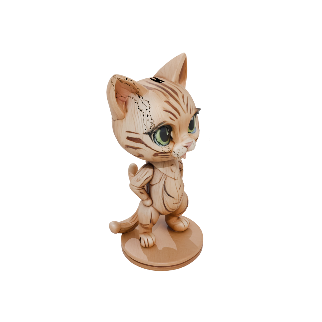 Woodgrain Chibi Flexi Tabby Cat