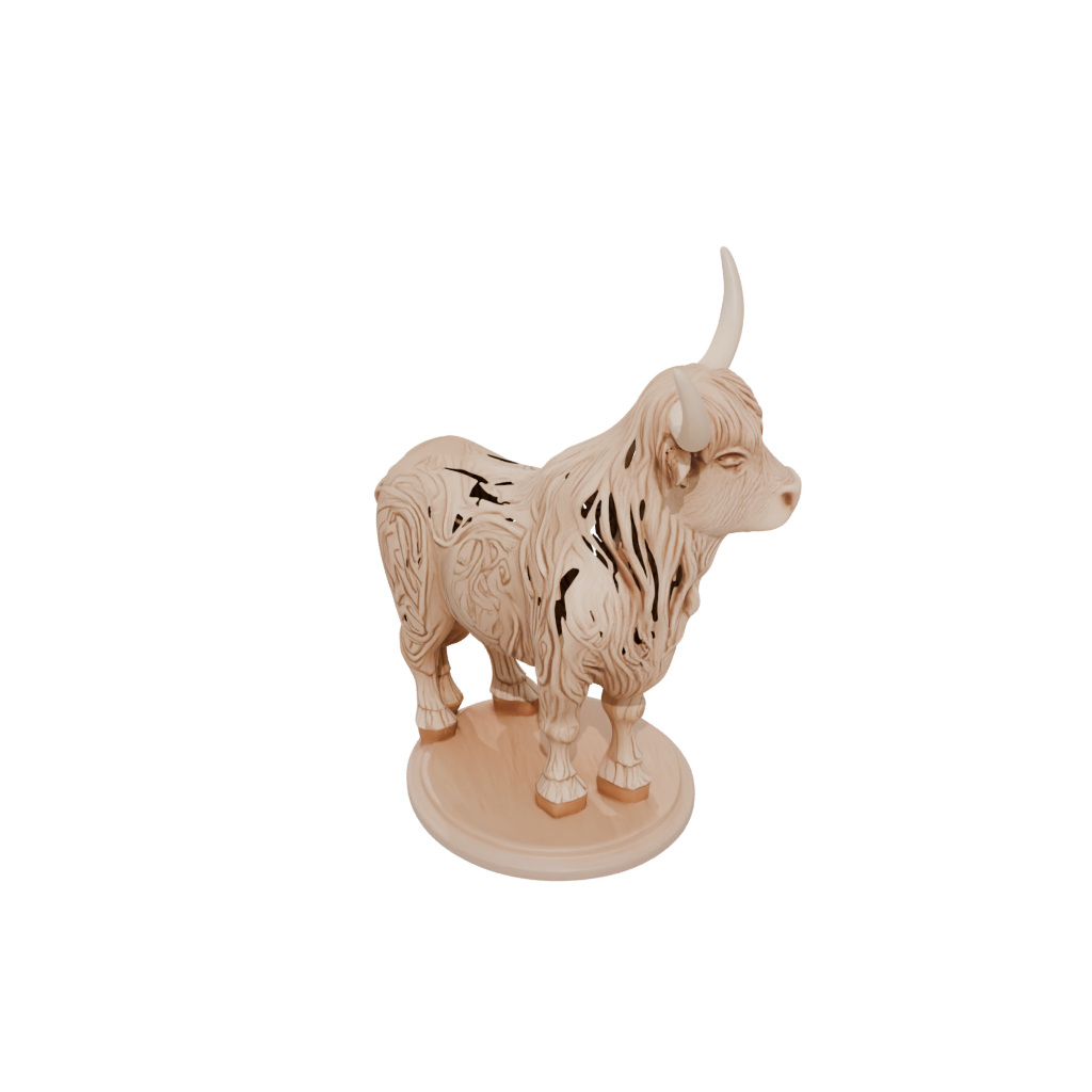Woodgrain Floral Flexi Highland Cow