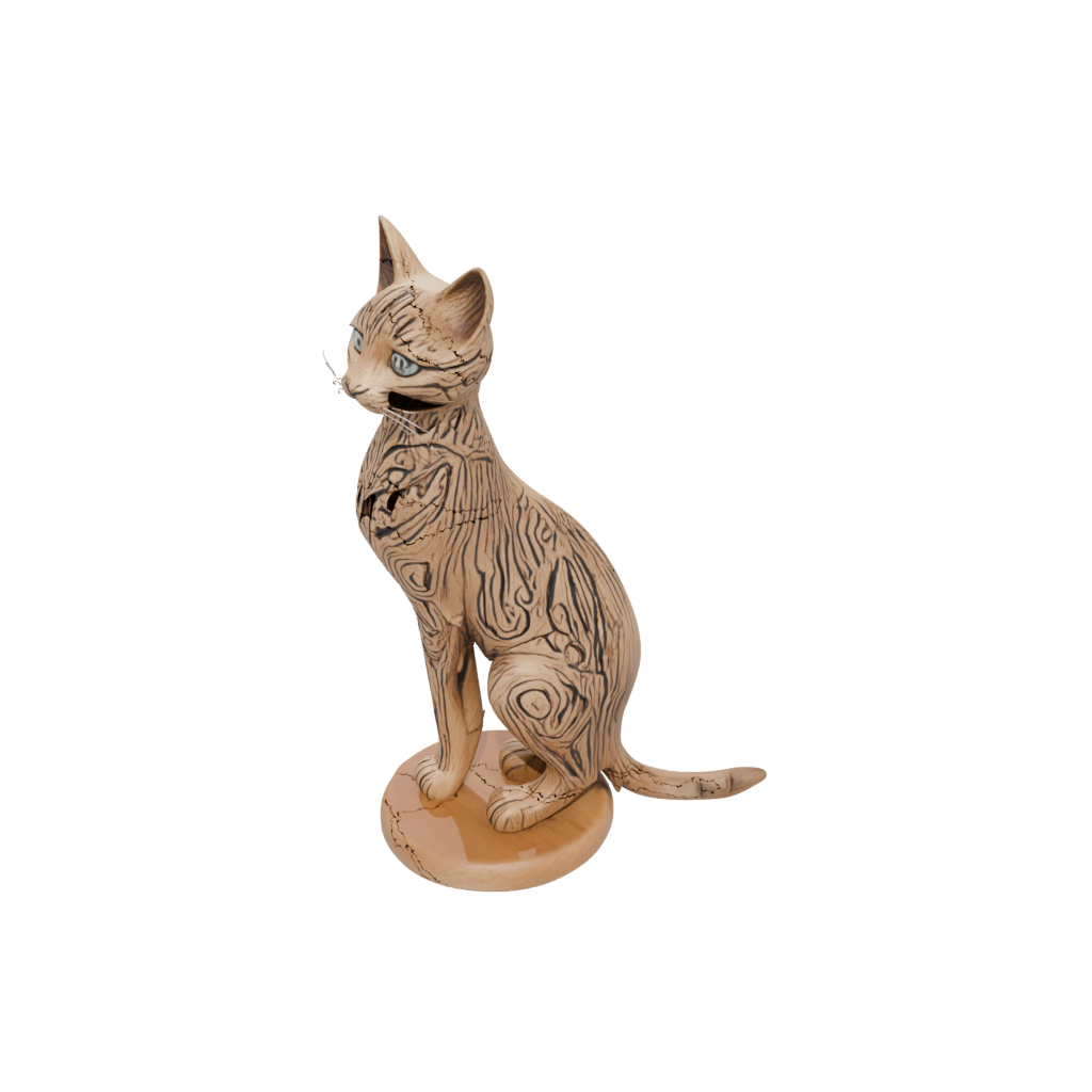 Woodgrain Floral Flexi Tabby Cat