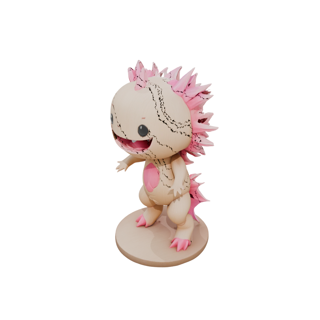 Woodgrain Kawaii Flexi Axolotl