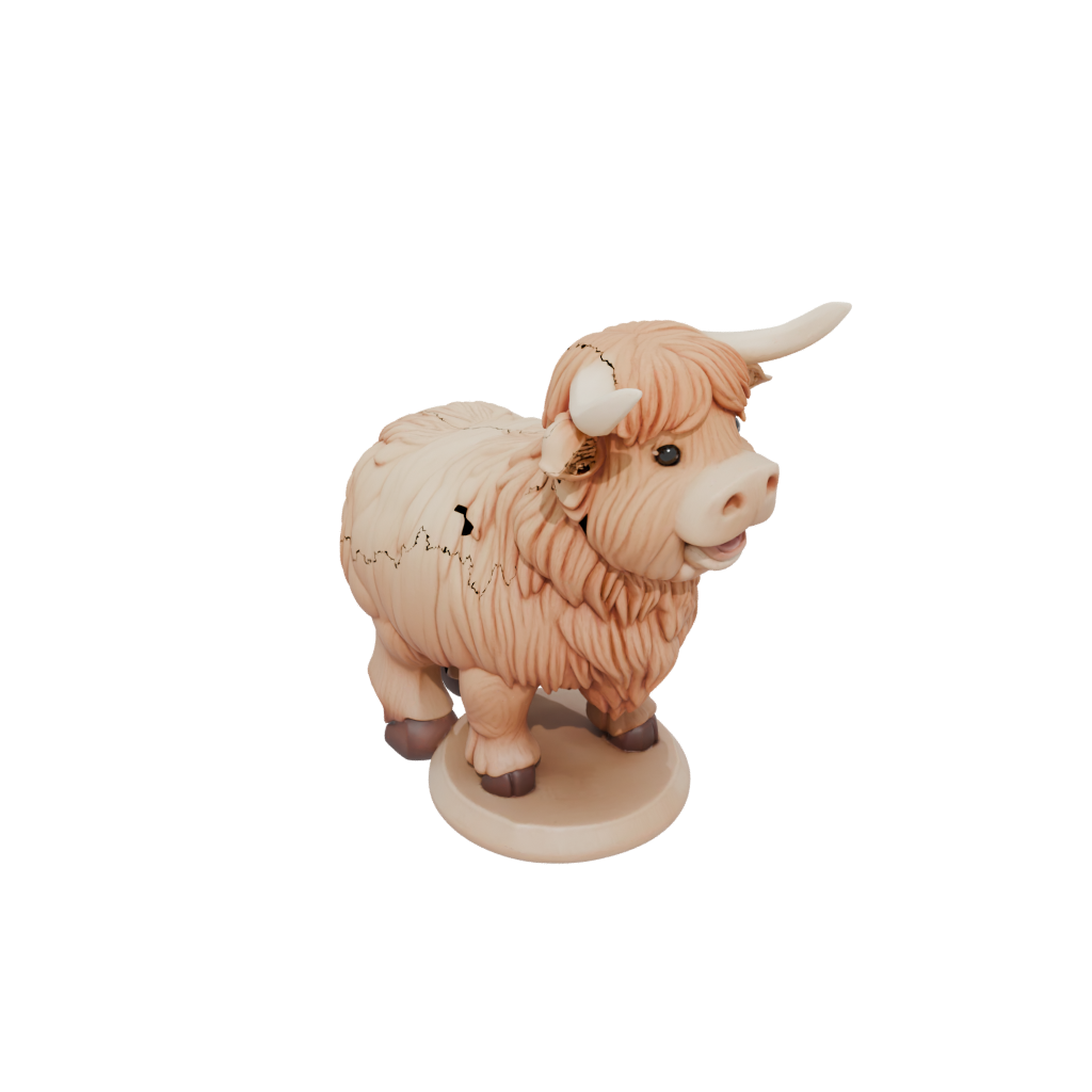 Woodgrain Kawaii Flexi Highland Cow