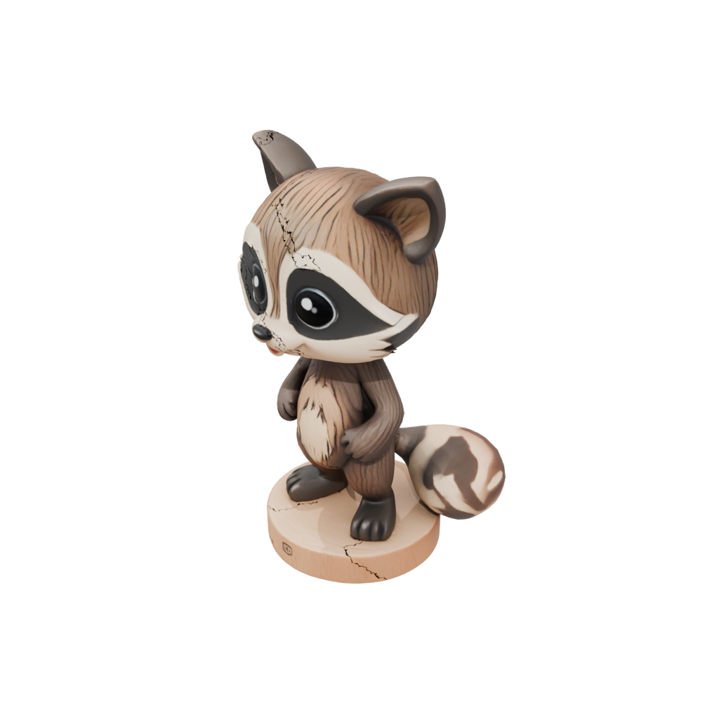 Woodgrain Kawaii Flexi Raccoon
