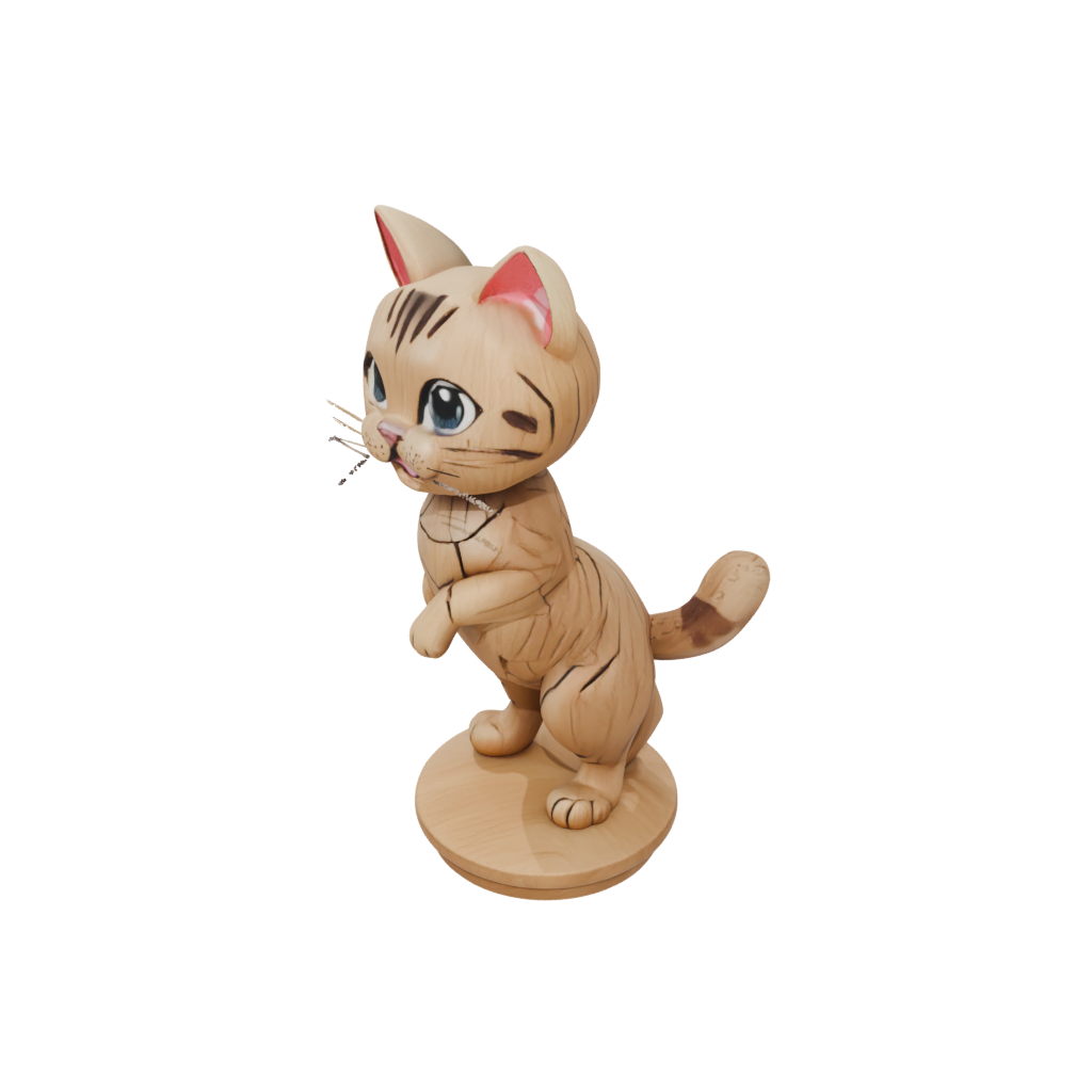 Woodgrain Kawaii Flexi Tabby Cat