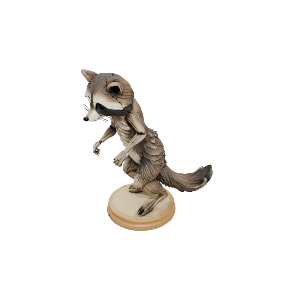 Woodgrain Skeleton Flexi Raccoon