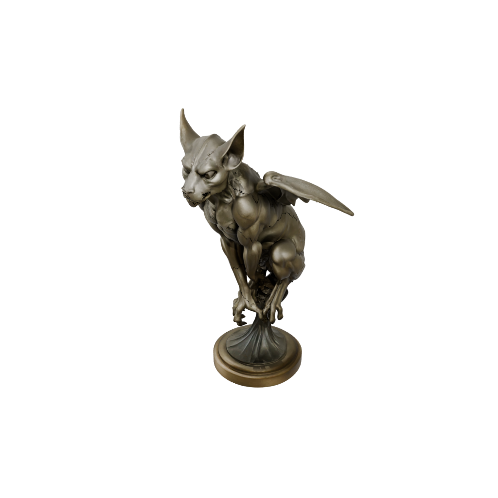 Bronze Bust Gargoyle On Pedestal