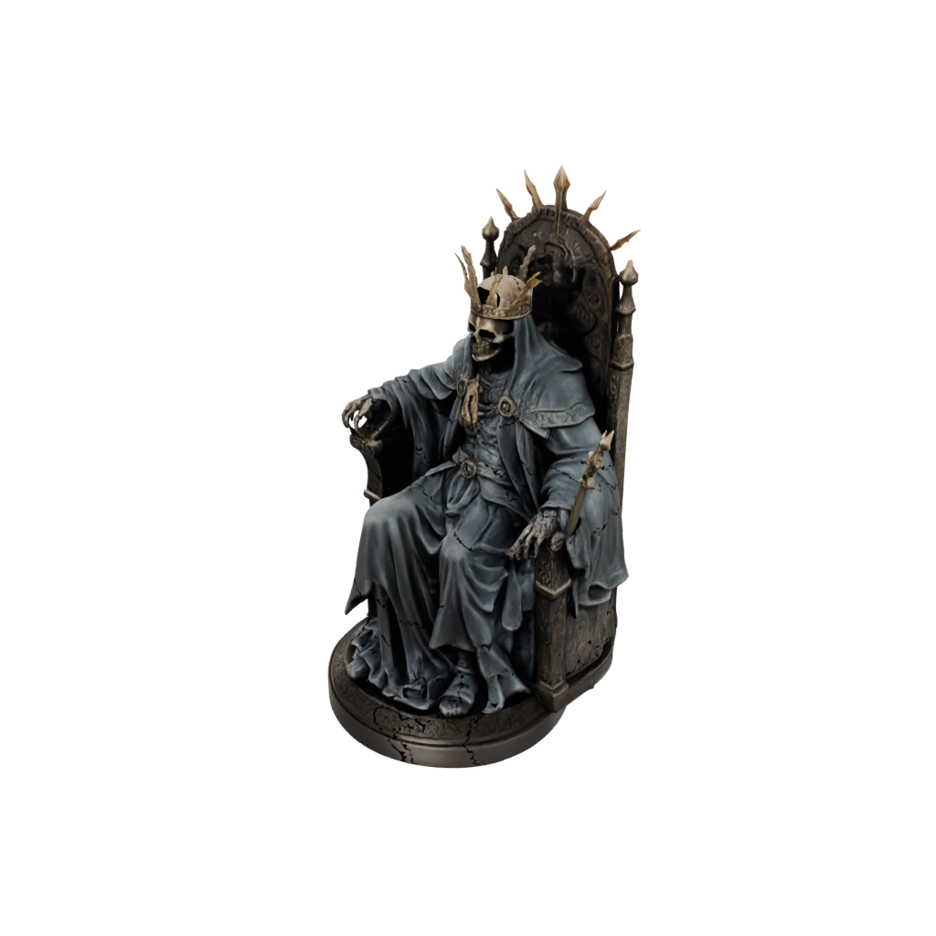Bronze Bust Lich On Throne