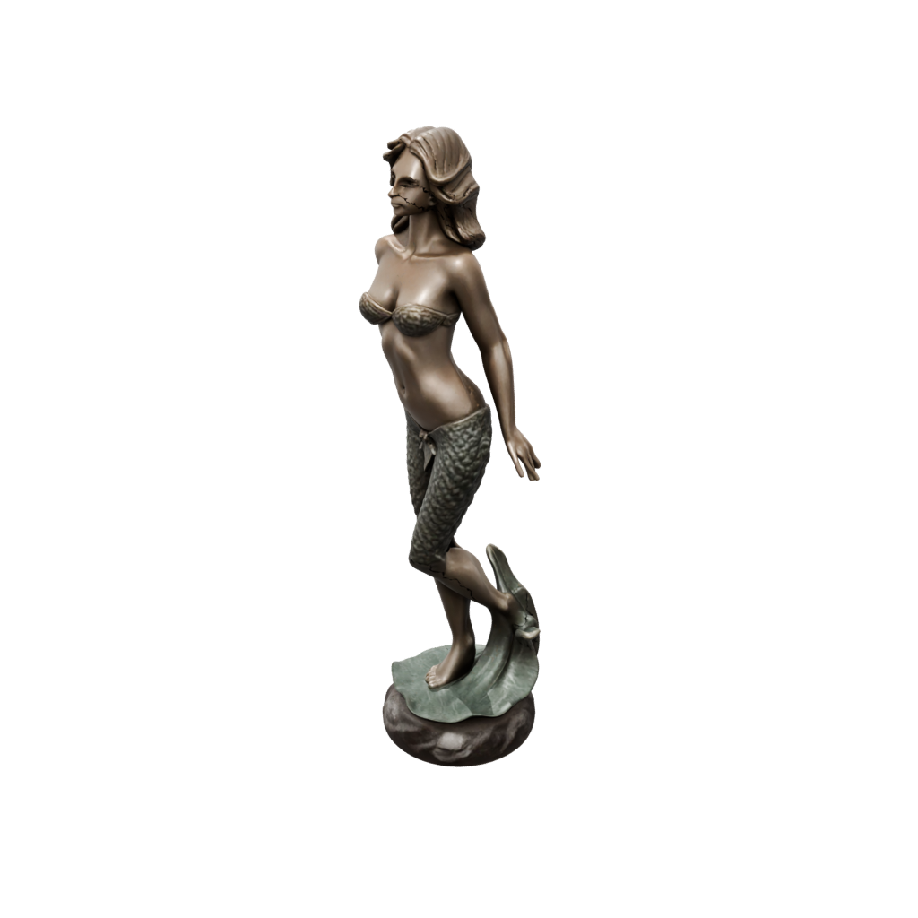 Bronze Bust Mermaid On A Rock