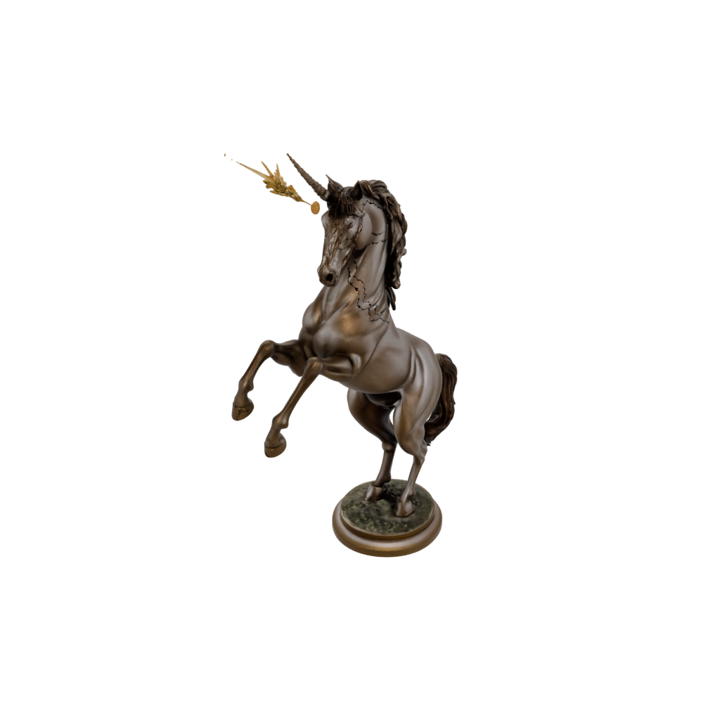 Bronze Bust Unicorn Rearing Figure