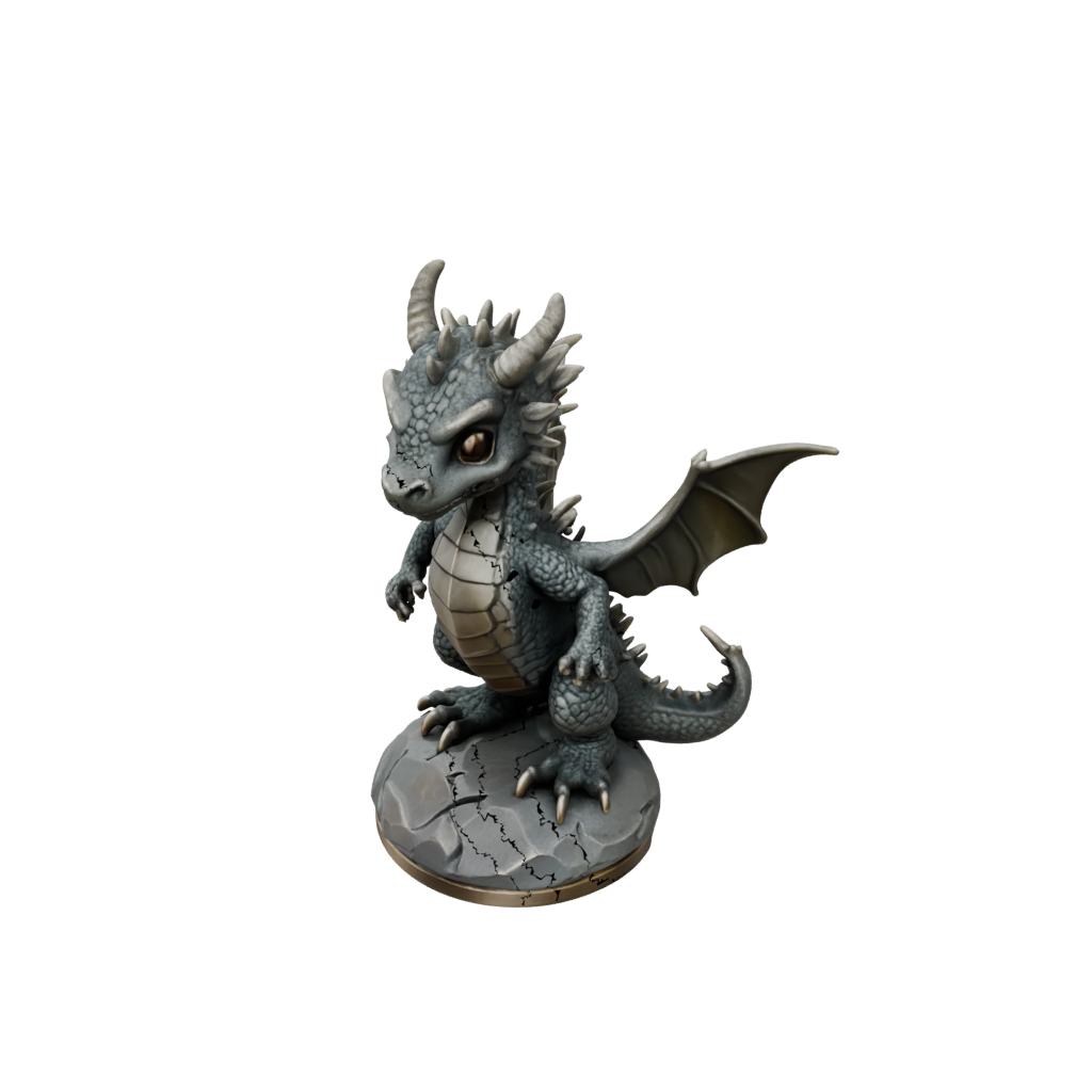 Bronze Chibi Ancient Dragon Perched On Rocks