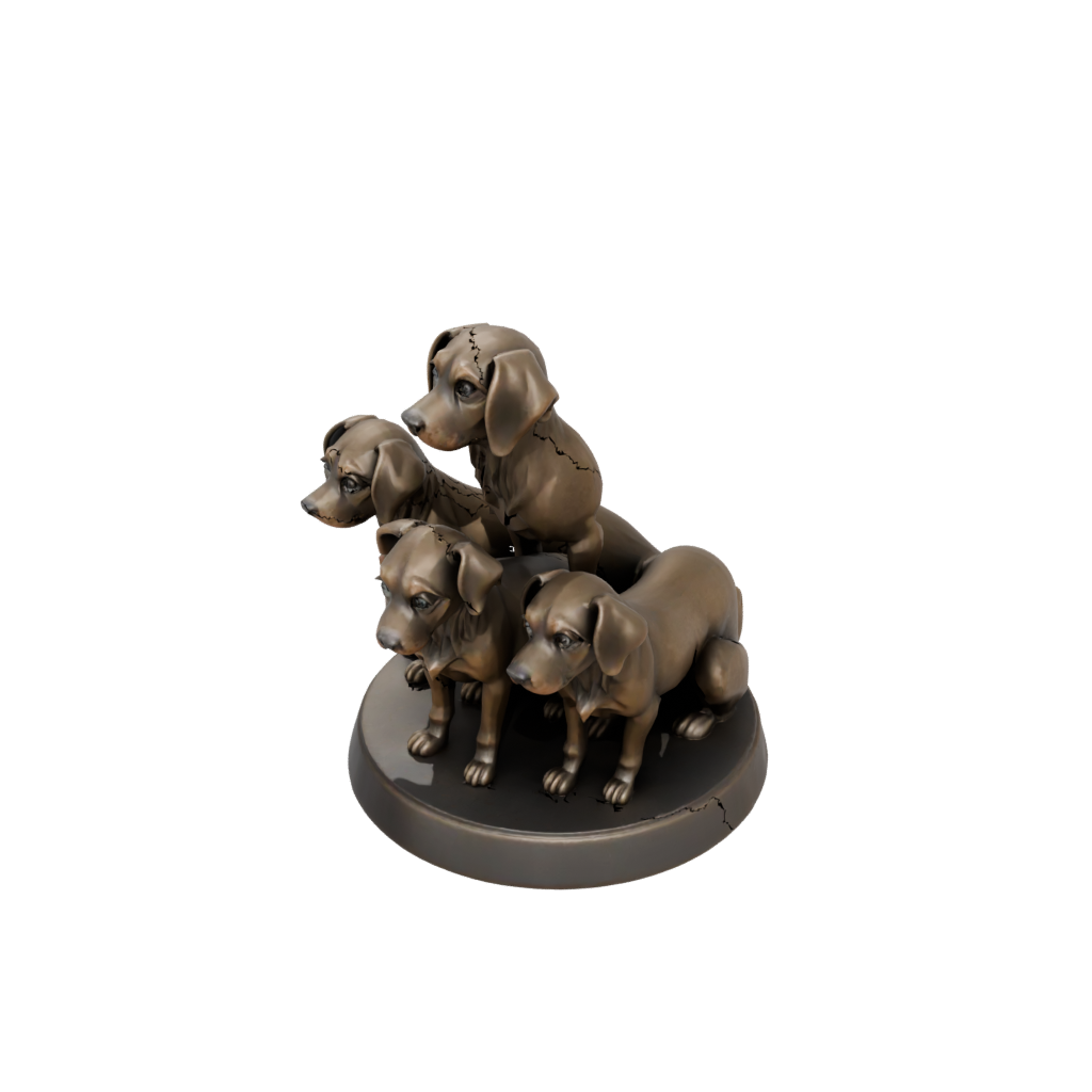 Bronze Chibi Cerberus Three-Headed Hound