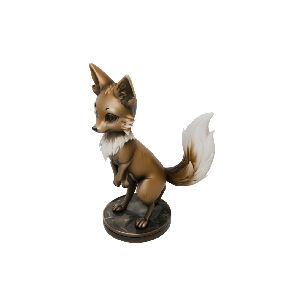 Bronze Chibi Kitsune Nine-Tail Fox