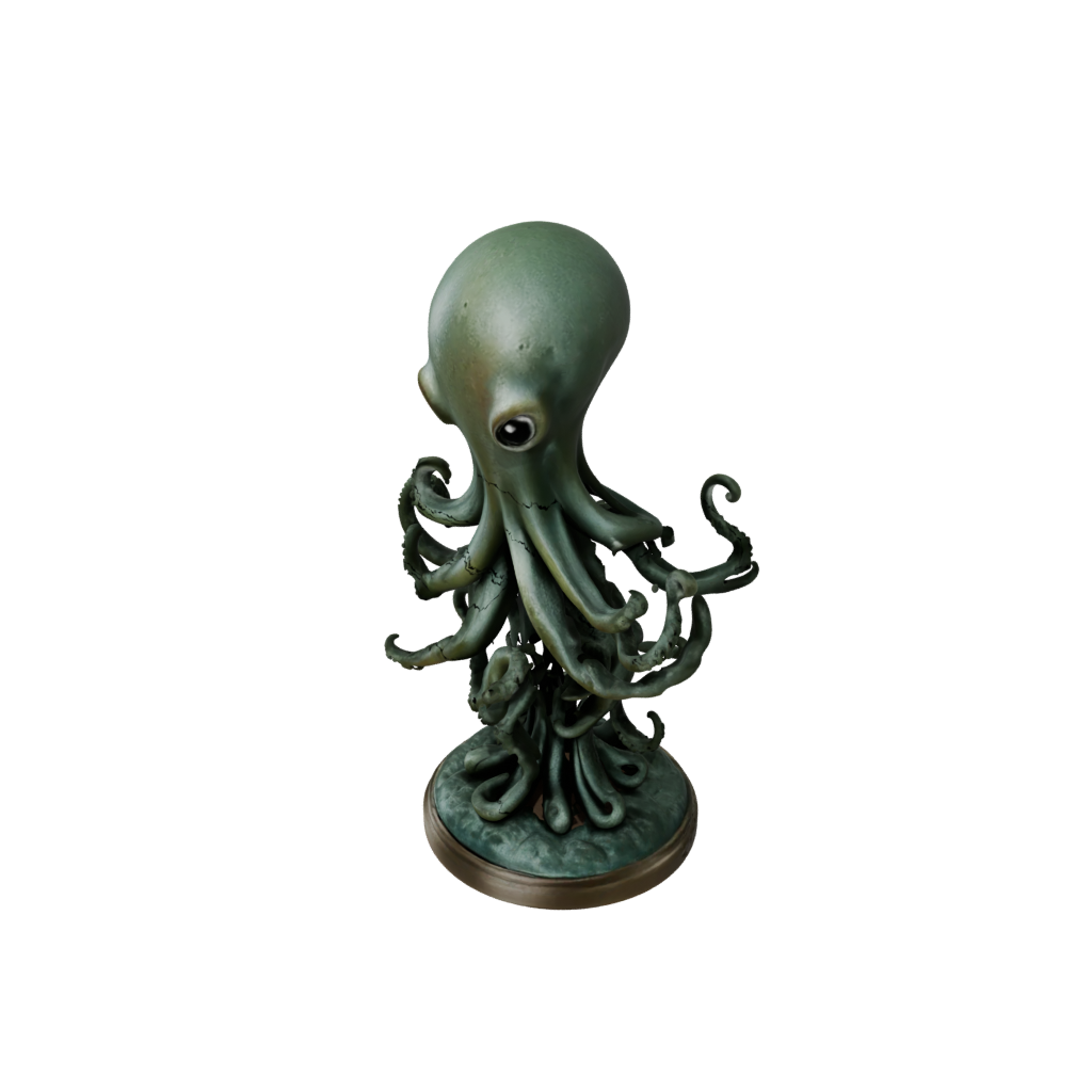 Bronze Chibi Kraken Tentacle Sculpture
