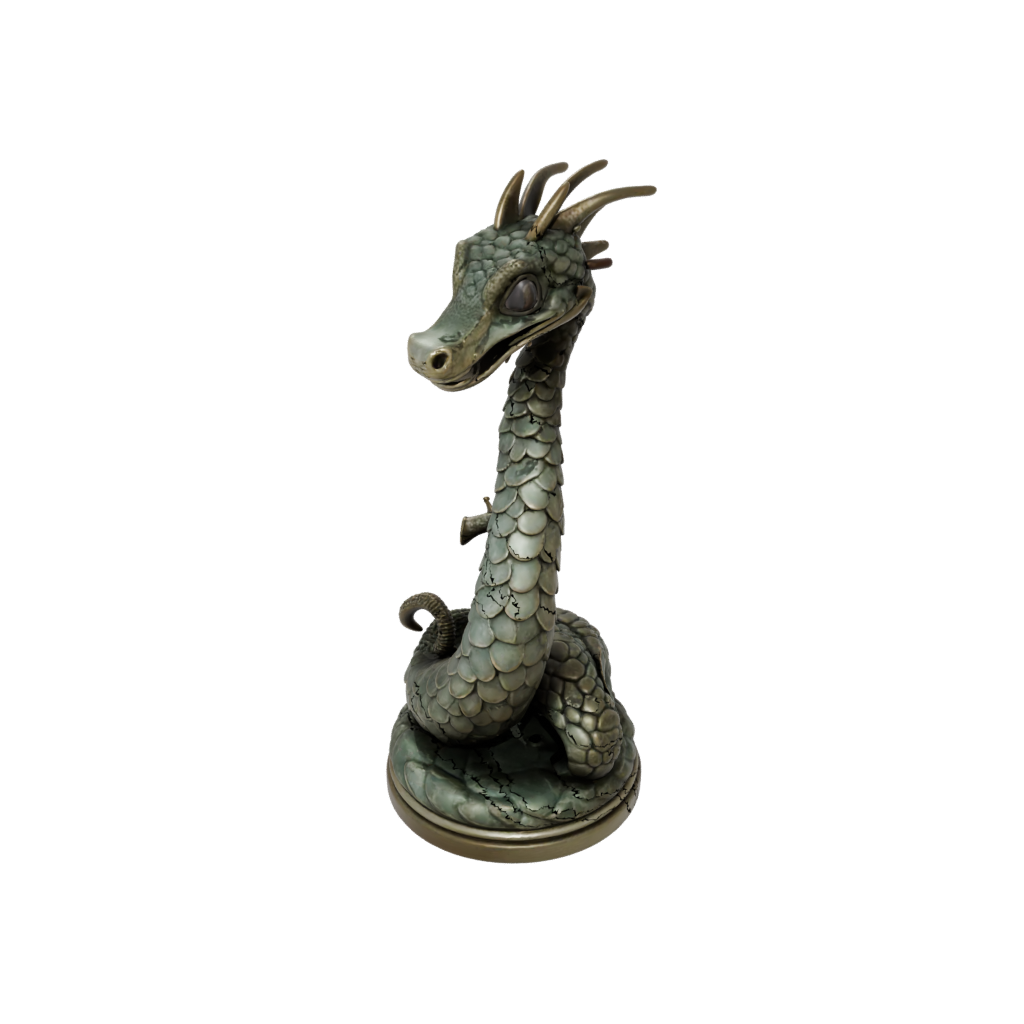 Bronze Chibi Sea Serpent Coiled Upright
