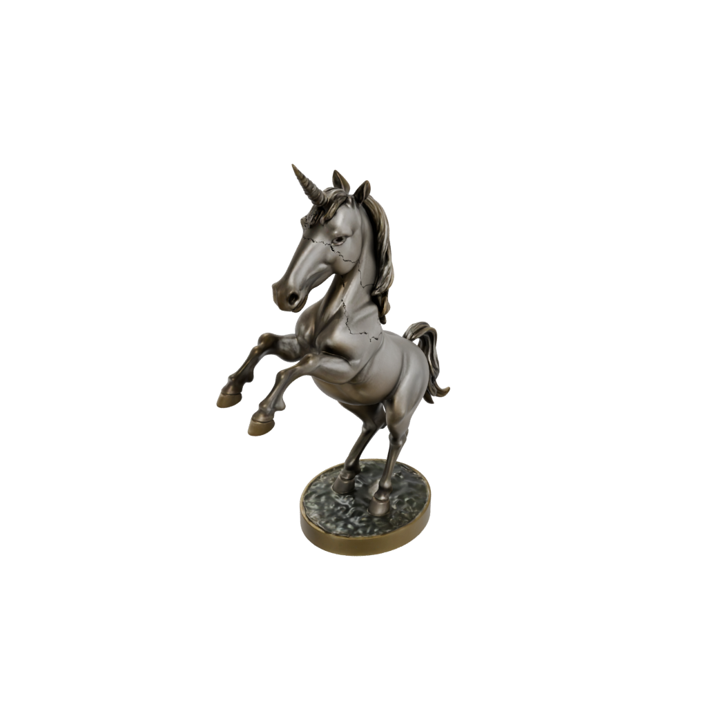 Bronze Chibi Unicorn Rearing Figure