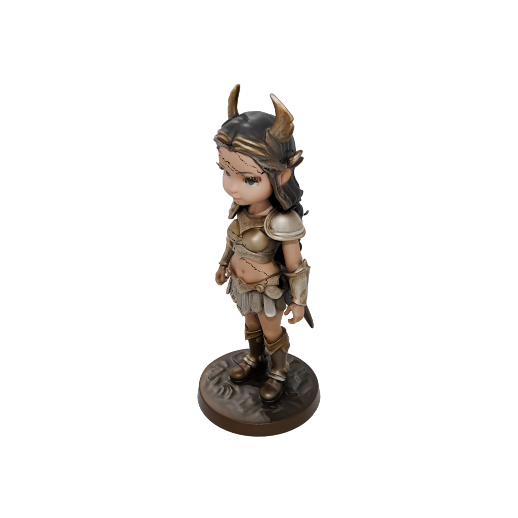 Bronze Chibi Valkyrie Warrior Figure
