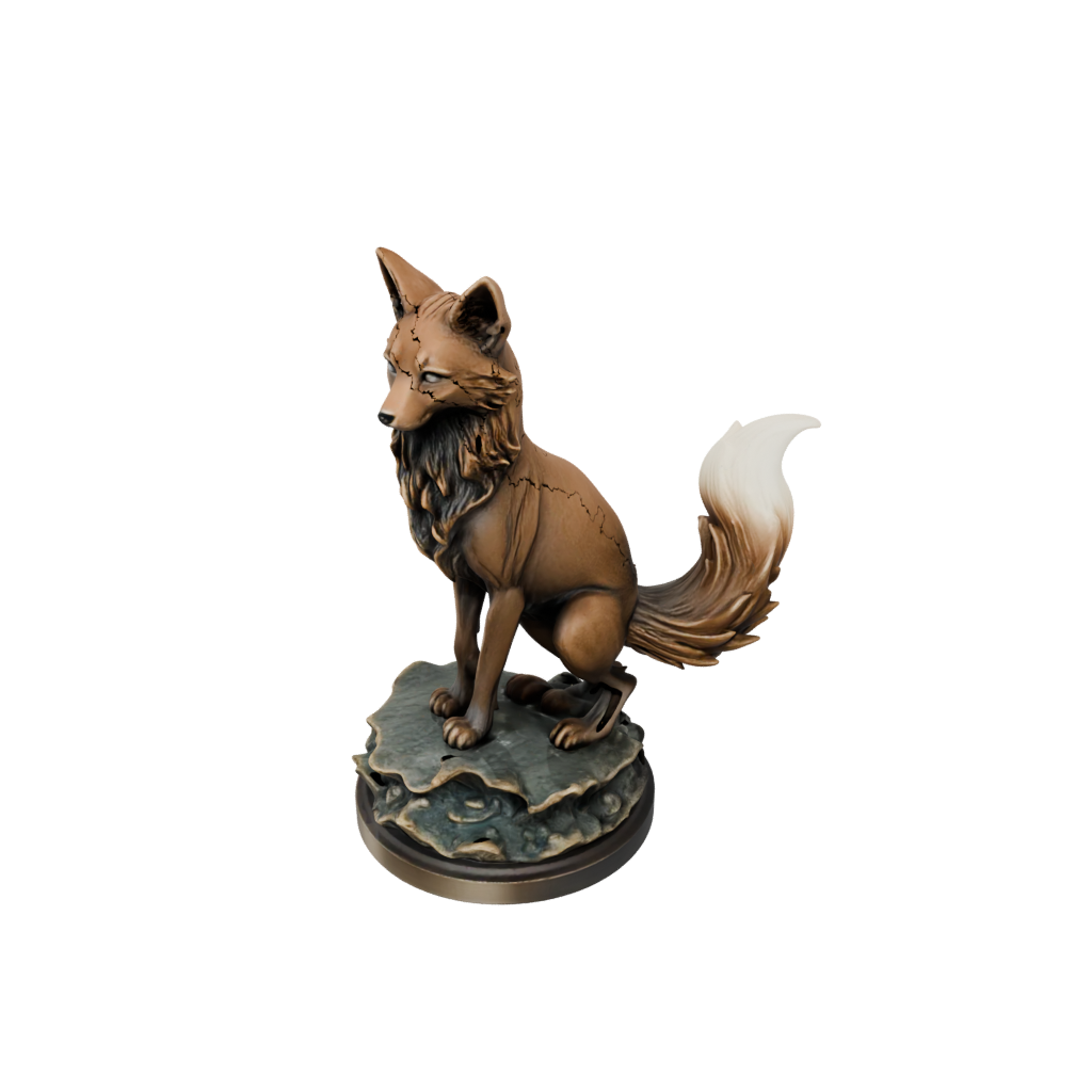Bronze Scene Kitsune Nine-Tail Fox