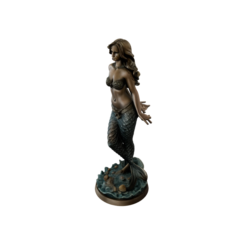 Bronze Scene Mermaid On A Rock
