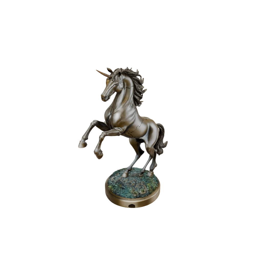 Bronze Scene Unicorn Rearing Figure