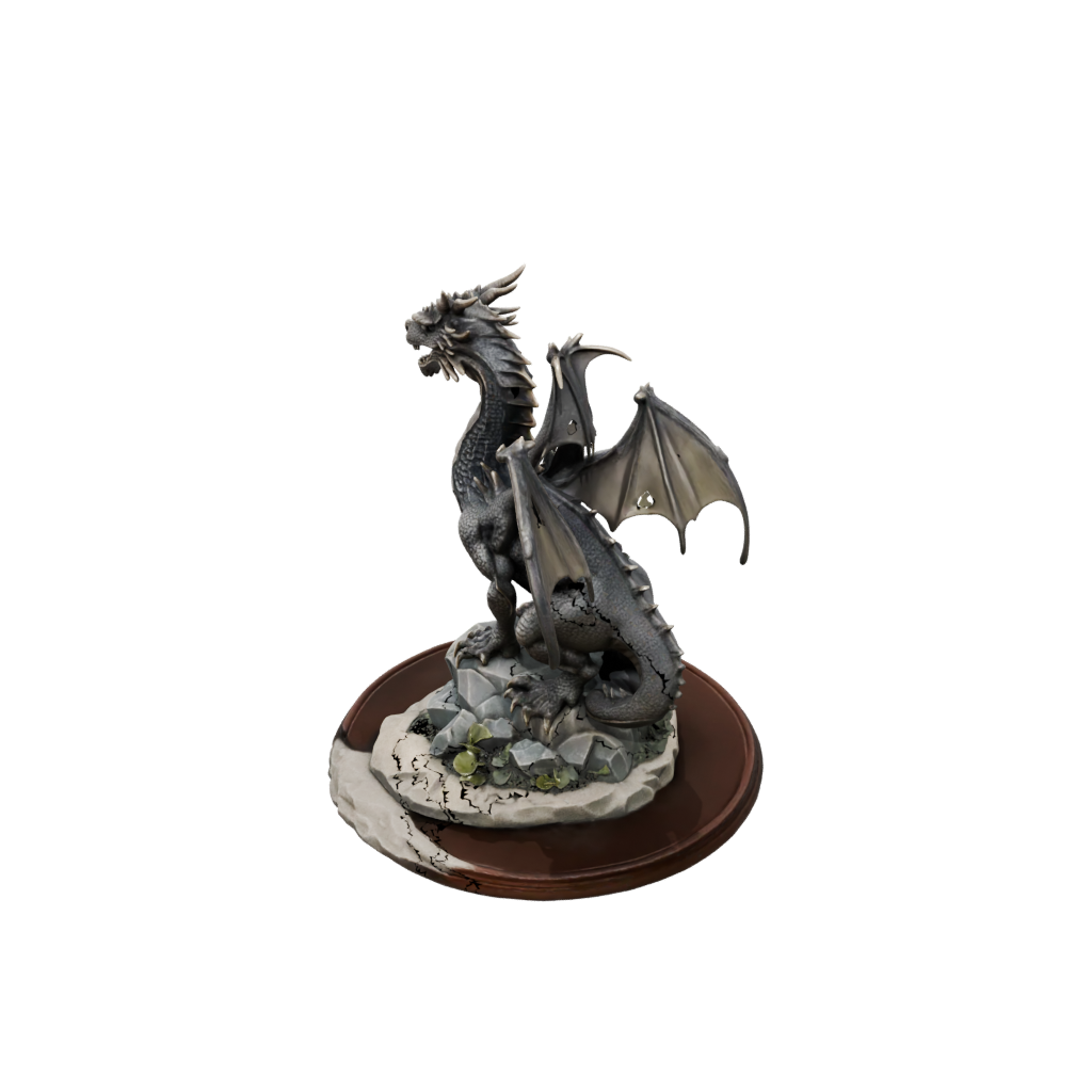 Bronze Ancient Dragon Perched On Rocks