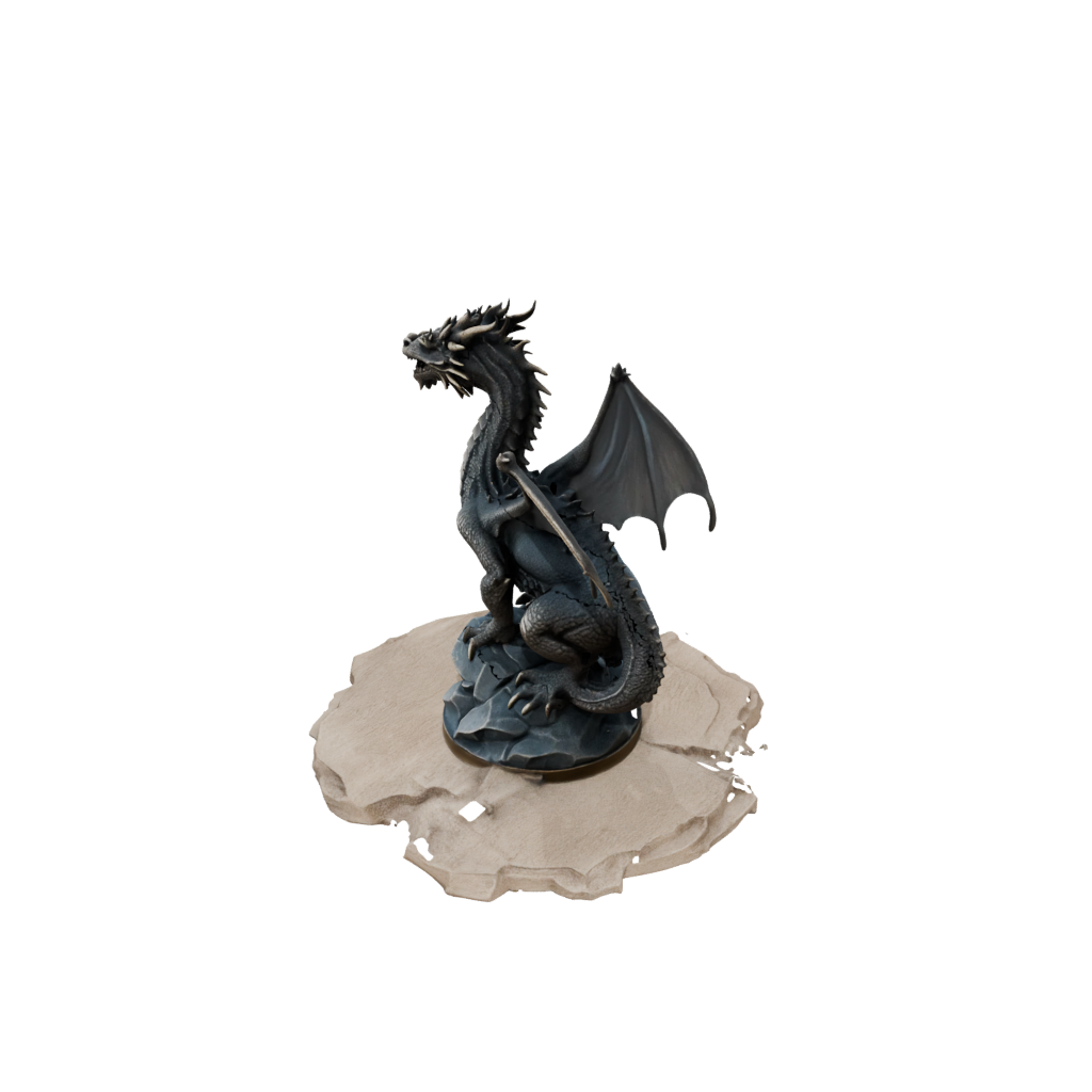 Bronze Relief Ancient Dragon Perched On Rocks