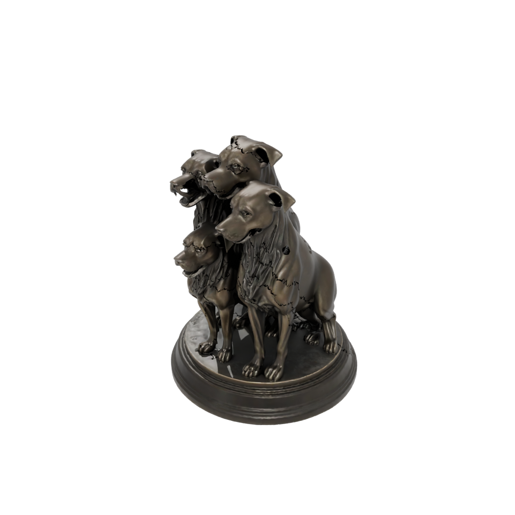 Bronze Relief Cerberus Three-Headed Hound