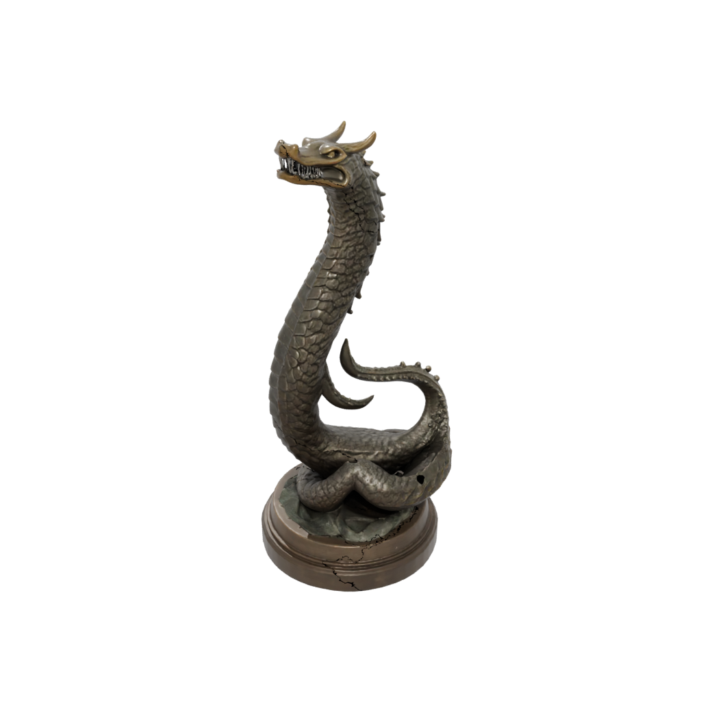 Bronze Relief Sea Serpent Coiled Upright