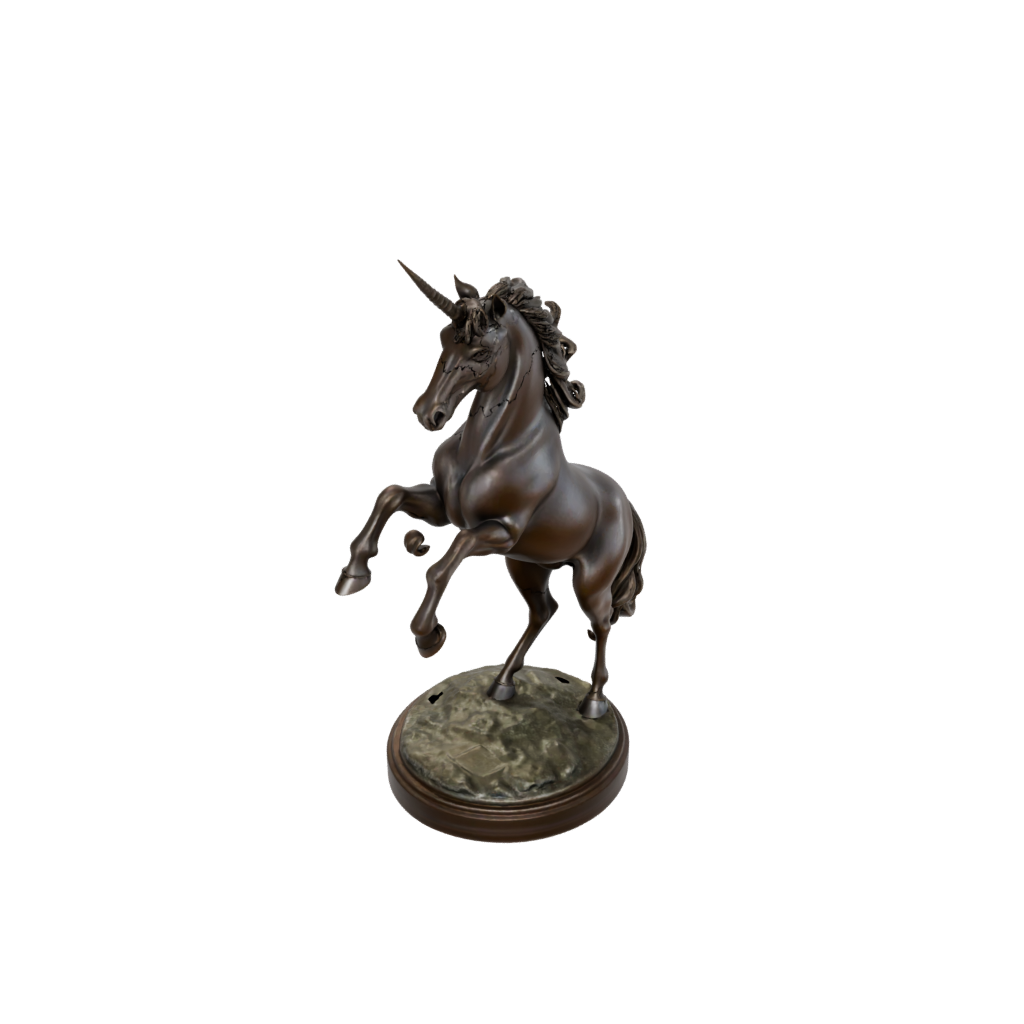 Bronze Relief Unicorn Rearing Figure