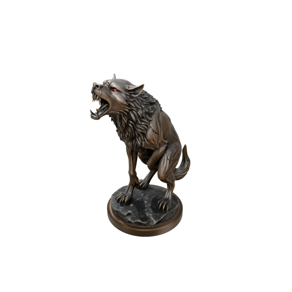 Bronze Relief Werewolf Mid-Howl