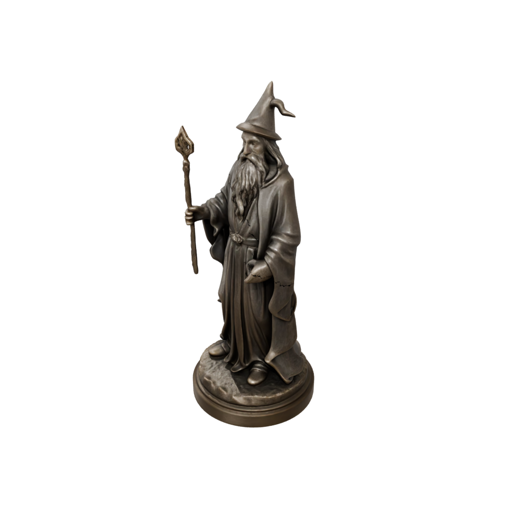 Bronze Relief Wise Wizard Figure
