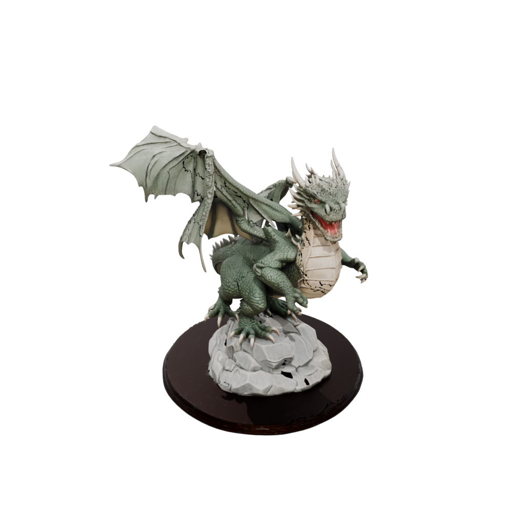 Camo Bust Ancient Dragon Perched On Rocks
