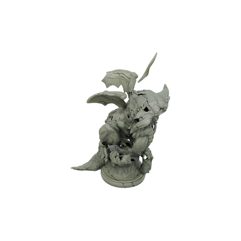 Camo Bust Gargoyle On Pedestal