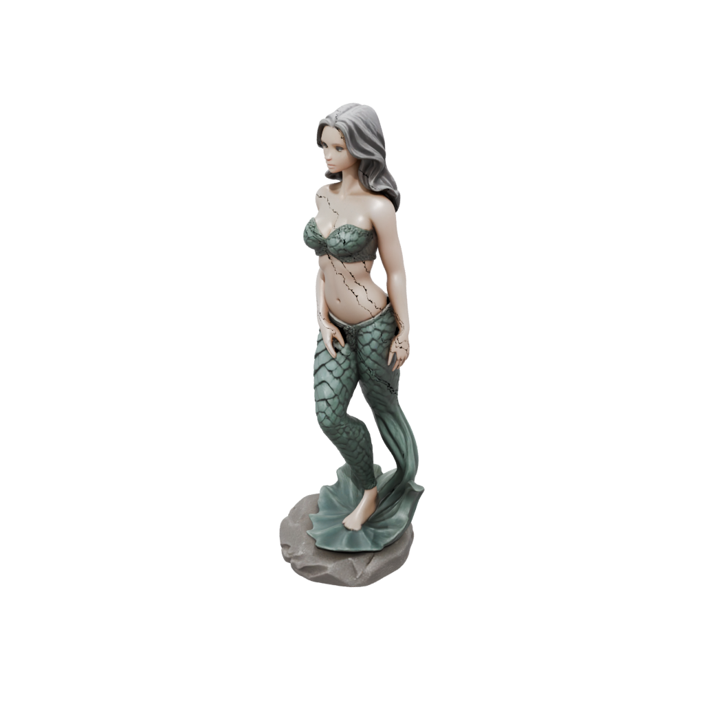 Camo Bust Mermaid On A Rock