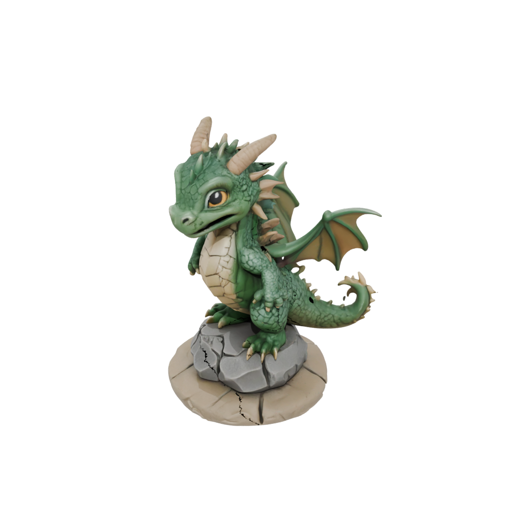 Camo Chibi Ancient Dragon Perched On Rocks