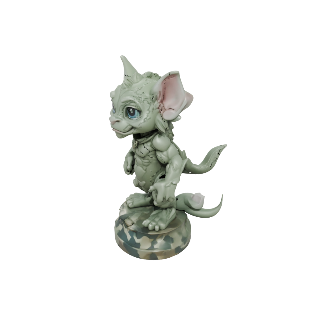 Camo Chibi Gargoyle On Pedestal