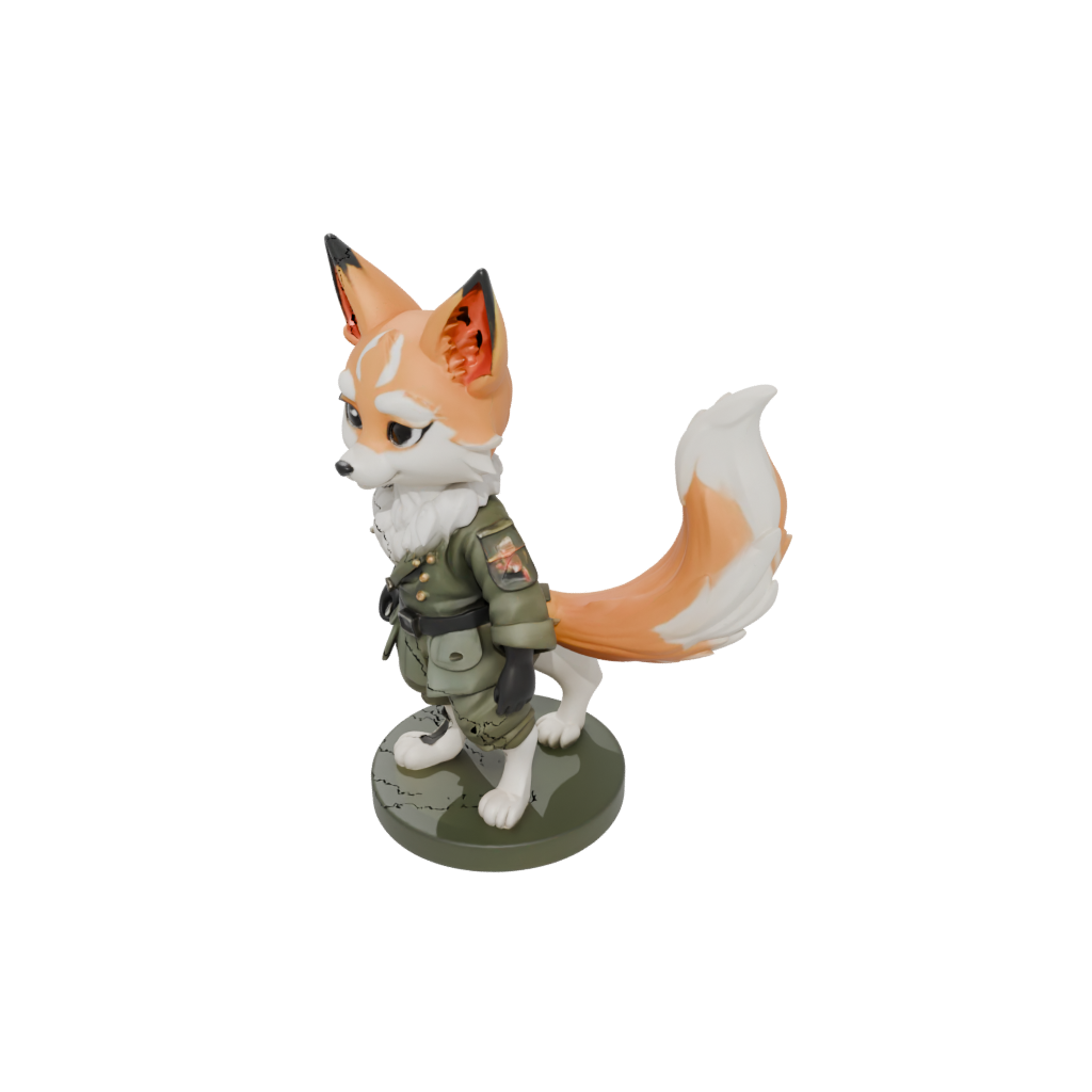 Camo Chibi Kitsune Nine-Tail Fox