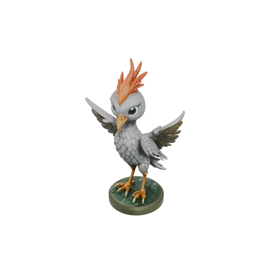 Camo Chibi Phoenix Rising Sculpture