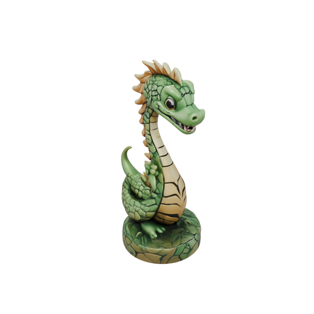 Camo Chibi Sea Serpent Coiled Upright