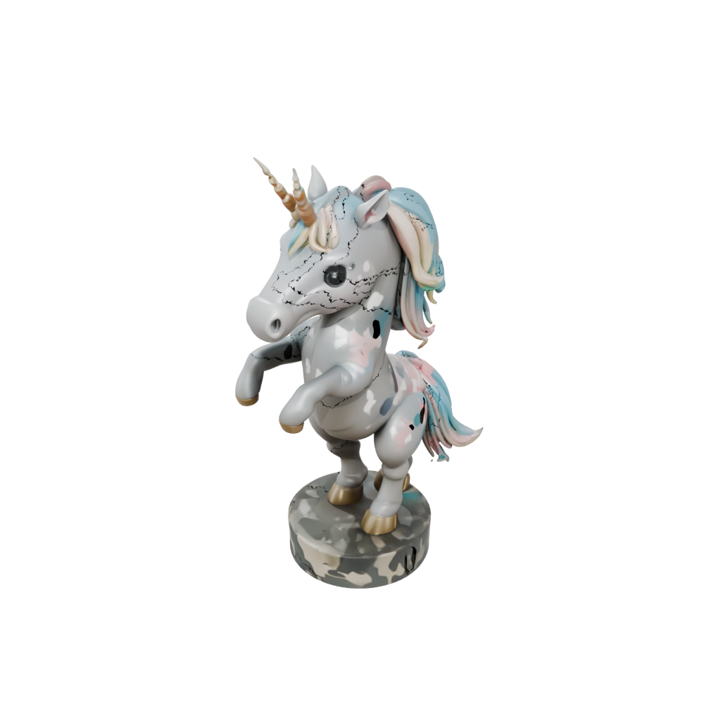 Camo Chibi Unicorn Rearing Figure