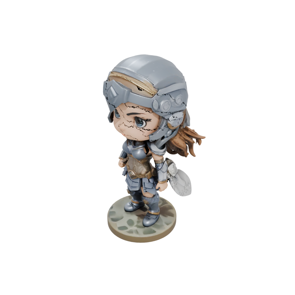 Camo Chibi Valkyrie Warrior Figure