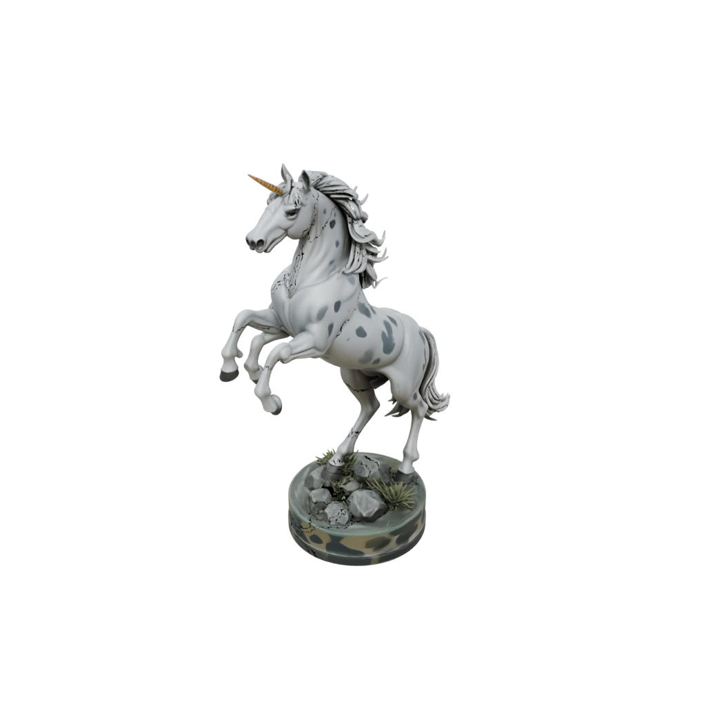 Camo Scene Unicorn Rearing Figure