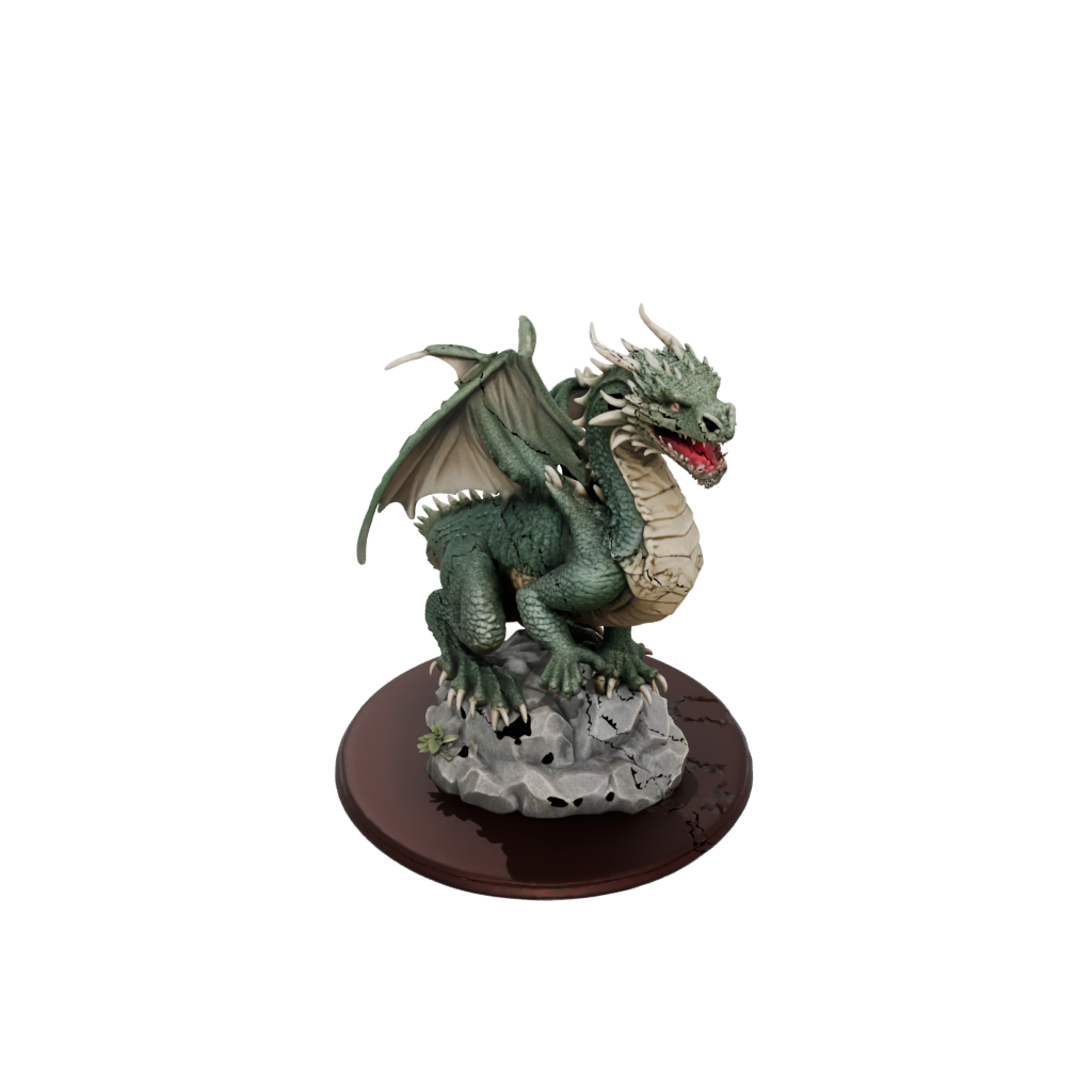 Camo Ancient Dragon Perched On Rocks