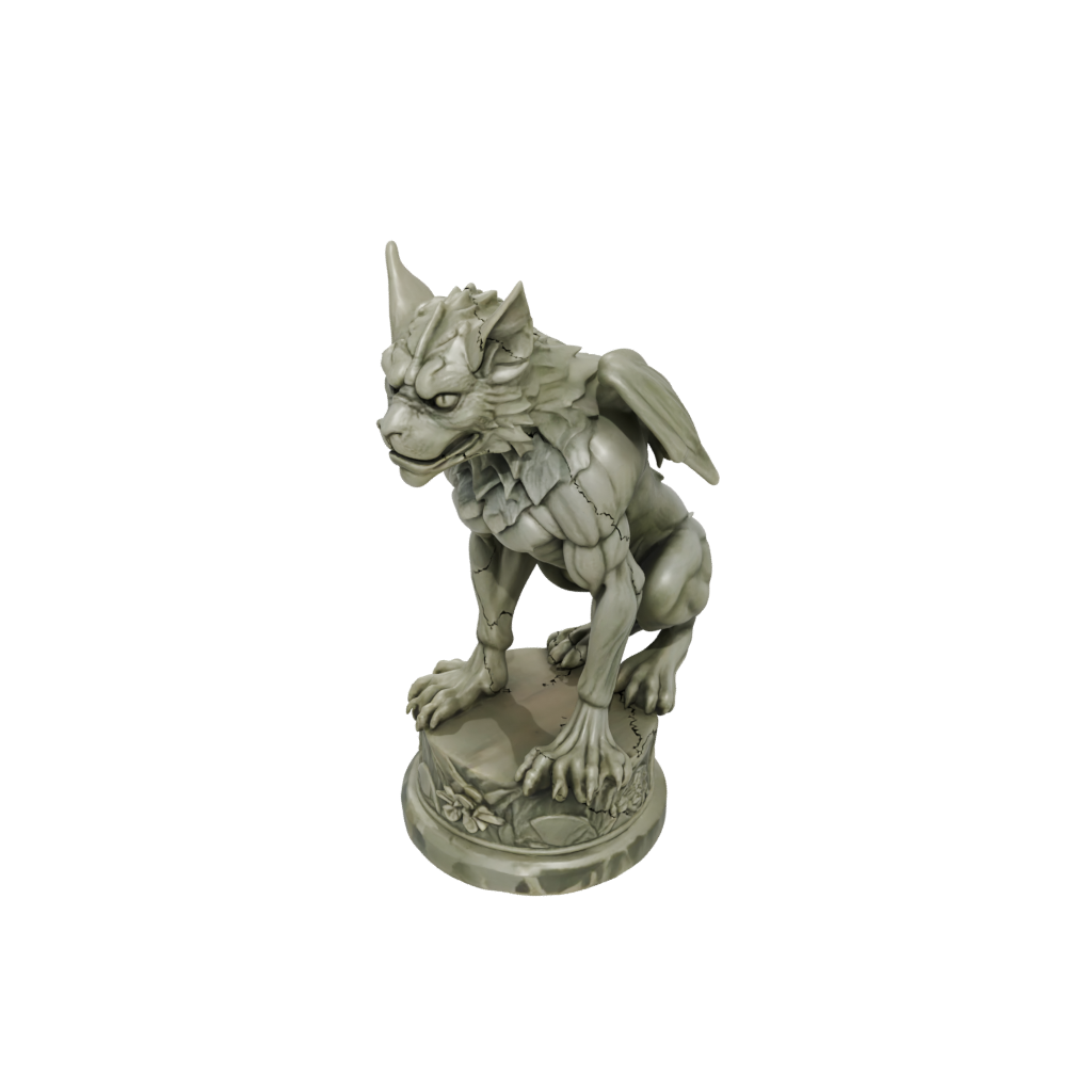 Camo Relief Gargoyle On Pedestal